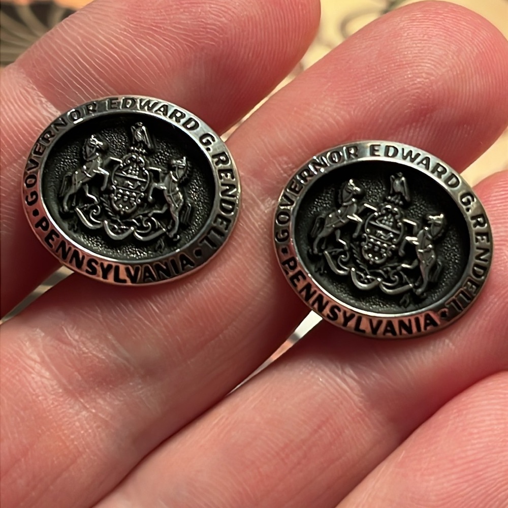 LAGOS Commemorative Sterling Silver Cufflinks - Pennsylvania Governor Rendell